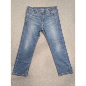 Levis 505 Jeans Mens Size 38x29 Blue Classic Straight Faded Whiskers Comfort